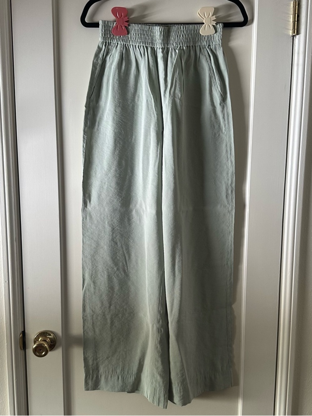 Madewell Wide-Leg Elastic Waist Trousers in Sage